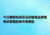 今日更新构成非法运输毒品原植物幼苗罪的条件有哪些