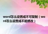 word怎么设置成不可复制（word怎么设置成不能修改）