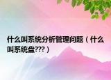 什么叫系统分析管理问题（什么叫系统盘???）