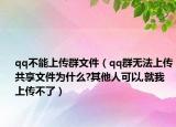 qq不能上传群文件（qq群无法上传共享文件为什么?其他人可以,就我上传不了）