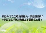 索尼dv怎么当电脑摄像头（索尼摄像机DV带的怎么样拷到电脑上下载什么软件）