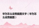 华为怎么设置截图文字（华为怎么设置截图）