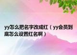 yy怎么把名字改成红（yy会员到底怎么设置红名啊）
