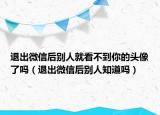 退出微信后别人就看不到你的头像了吗（退出微信后别人知道吗）
