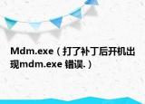 Mdm.exe（打了补丁后开机出现mdm.exe 错误.）