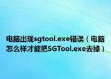 电脑出现sgtool.exe错误（电脑怎么样才能把SGTool.exe去掉）