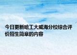 今日更新哈工大威海分校综合评价招生简章的内容