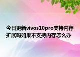 今日更新vivos10pro支持内存扩展吗如果不支持内存怎么办