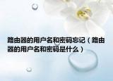 路由器的用户名和密码忘记（路由器的用户名和密码是什么）