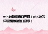 win10隐藏窗口界面（win10怎样设置隐藏窗口显示）