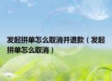 发起拼单怎么取消并退款（发起拼单怎么取消）