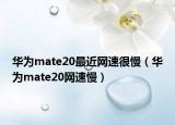 华为mate20最近网速很慢（华为mate20网速慢）
