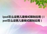 ipad怎么设置儿童模式限制应用（ipad怎么设置儿童模式限制应用）