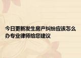 今日更新发生房产纠纷应该怎么办专业律师给您建议