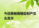 今日更新离婚后财产怎么去分
