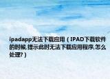 ipadapp无法下载应用（IPAD下载软件的时候,提示此时无法下载应用程序,怎么处理?）