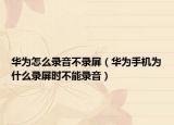华为怎么录音不录屏（华为手机为什么录屏时不能录音）