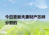今日更新夫妻财产怎样分割的
