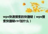 wps快速搜索的快捷键（wps搜索快捷键ctrl加什么）