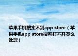苹果手机搜索不到app store（苹果手机app store搜索打不开怎么处理）