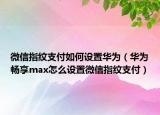 微信指纹支付如何设置华为（华为畅享max怎么设置微信指纹支付）