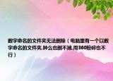 数字命名的文件夹无法删除（电脑里有一个以数字命名的文件夹,肿么也删不掉,用360粉碎也不行）