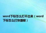 word下标怎么打不出来（word下标怎么打快捷键）