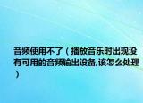 音频使用不了（播放音乐时出现没有可用的音频输出设备,该怎么处理）