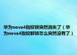 华为nova4指纹锁突然消失了（华为nova4指纹解锁怎么突然没有了）