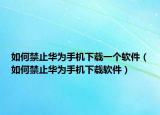 如何禁止华为手机下载一个软件（如何禁止华为手机下载软件）