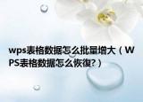 wps表格数据怎么批量增大（WPS表格数据怎么恢復?）
