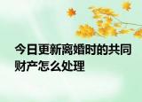 今日更新离婚时的共同财产怎么处理