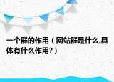 一个群的作用（网站群是什么,具体有什么作用?）