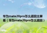 华为mate20pro怎么返回主屏幕（华为mate20pro怎么返回）
