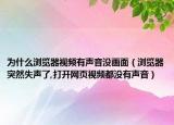 为什么浏览器视频有声音没画面（浏览器突然失声了,打开网页视频都没有声音）