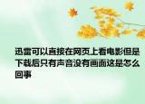 迅雷可以直接在网页上看电影但是下载后只有声音没有画面这是怎么回事