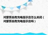 鸿蒙系统有充电提示音怎么关闭（鸿蒙系统有充电提示音吗）