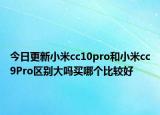 今日更新小米cc10pro和小米cc9Pro区别大吗买哪个比较好