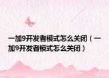 一加9开发者模式怎么关闭（一加9开发者模式怎么关闭）