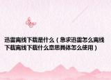 迅雷离线下载是什么（急求迅雷怎么离线下载离线下载什么意思具体怎么使用）