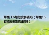 苹果 13有指纹解锁吗（苹果13有指纹解锁功能吗）