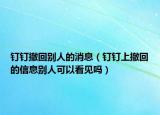钉钉撤回别人的消息（钉钉上撤回的信息别人可以看见吗）