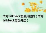 华为talkback怎么开启的（华为talkback怎么开启）