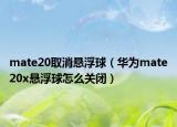 mate20取消悬浮球（华为mate20x悬浮球怎么关闭）