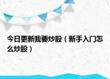 今日更新我要炒股（新手入门怎么炒股）