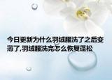 今日更新为什么羽绒服洗了之后变薄了,羽绒服洗完怎么恢复蓬松