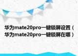 华为mate20pro一键锁屏设置（华为mate20pro一键锁屏在哪）