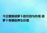 今日更新胡萝卜的功效与作用 胡萝卜有哪些养生价值