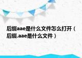 后缀aae是什么文件怎么打开（后缀.aae是什么文件）