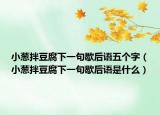 小葱拌豆腐下一句歇后语五个字（小葱拌豆腐下一句歇后语是什么）